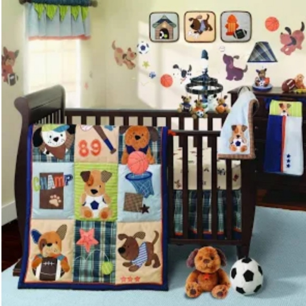 Lambs and Ivy crib set Bow Wow buddies